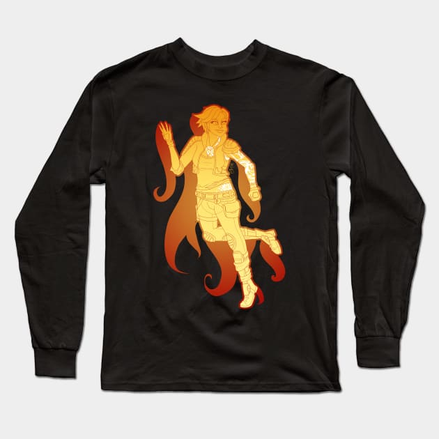 Commander Lilith, the Firehawk (Gradient Version) Long Sleeve T-Shirt by snoozyfern